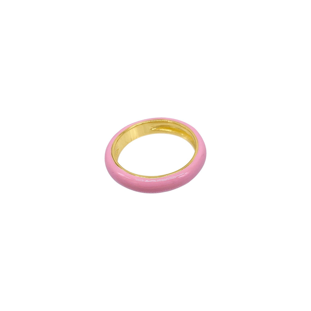 4mm Pink Enamel Donut Band gold