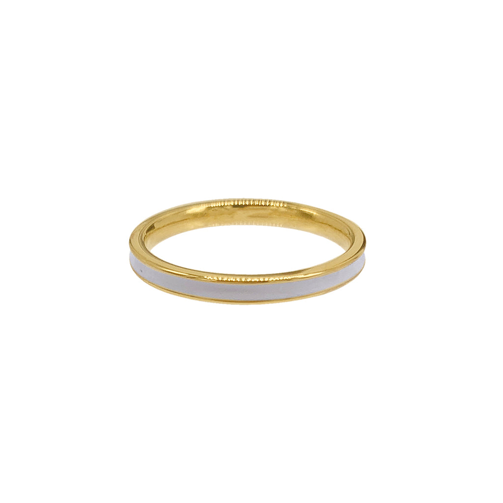 White Enamel Band gold