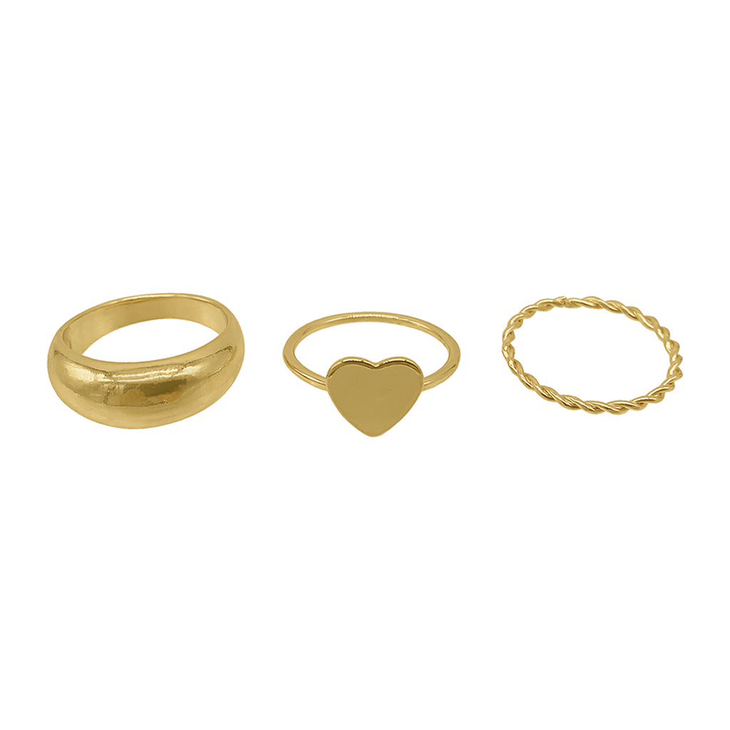 14k Gold Plated Heart Ring Set